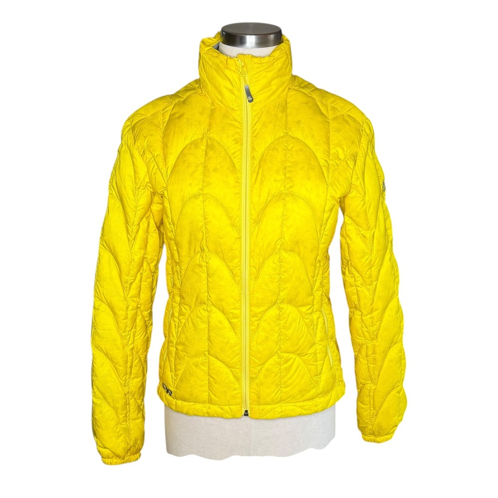 OUTDOOR RESEARCH Aria Puffer Jacket Yellow Scalloped Quilt Women's Size Small